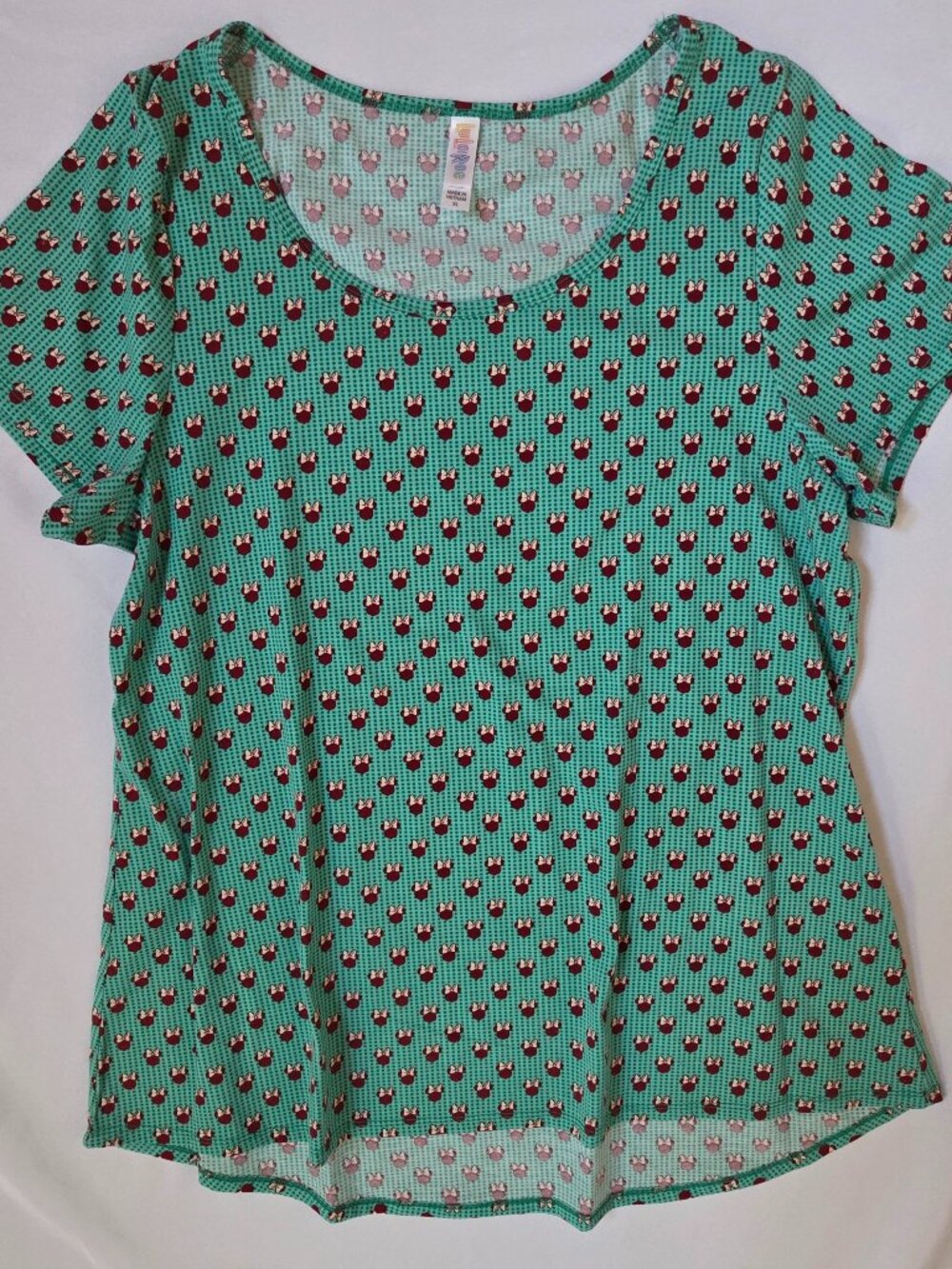 LuLaRoe Classic Tee — Disney Minnie Mouse Teal/Green | Size XL